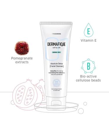 Derma.fique Absolute Detox Facial Cleanser 100ml | Enriched with Bio-Active Cellulose Beads & Vitamin E | International Shipping Available - Buy Online on GoSupps.com
