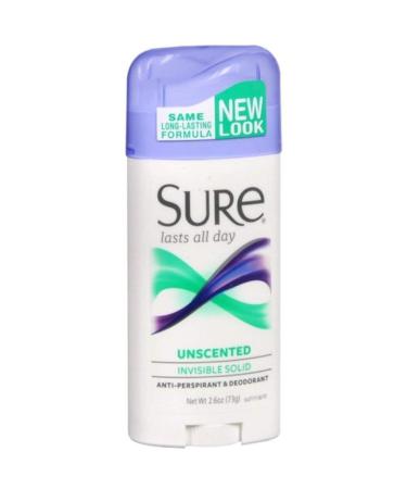 Sure Anti-Perspirant Deodorant Invisible Solid Unscented 2.60 oz (Pack of 5)