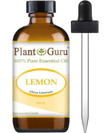 Lemon Essential Oil 4 oz 100% Pure Undiluted Therapeutic Grade Cold Pressed from Fresh Lemon Peel, Great for Aromatherapy Diffuser, Relaxation and Calming, Natural Cleaner