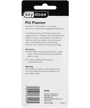 EZY DOSE Daily Pill Case - BPA Free Medicine Planner & Vitamin Organizer with 4 Compartments for 4 Times a Day - International Shipping Available - Buy Online on GoSupps.com