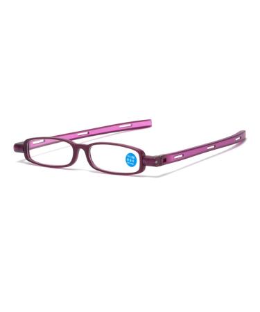 Iynwbjts personalized 360 degrees rotatable anti-blue light reading glasses collapsible portable reading glasses for older people (color: purple fram size: 1.50) 1.50 Purple fram