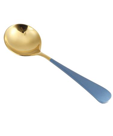 Soup Spoons Stainless Steel Tablespoons with 6 Colors 5 Pieces of Kitchen Dinner Dessert Scoops Set for Tea Dessert Salt Sugar(Blue)