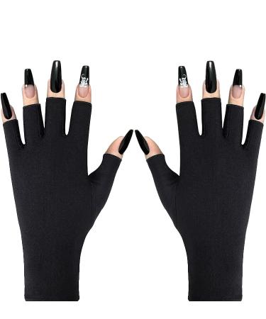 Doubao Anti UV Gloves for Gel Nail Lamp,Professional UV Protection Gloves for Manicures, Fingerless Gloves for Protecting Hands from Nails UV Light (Black) - Buy Online on GoSupps.com