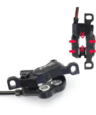 DEYING Zoom 4-Piston MTB Hydraulic Disc Brake Set with 160mm Floating Disc Rotors - Black, Internal Routing - Buy Online on GoSupps.com