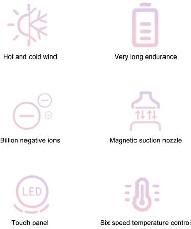 Portable Hair Dryer with Negative Ions Rechargeable Hair Dryer with Temperature Control for Home Travel Hot Cold Wind Overheat Protect (US Plug 100-240V) - Buy Online on GoSupps.com