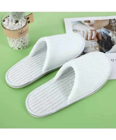 6 Pairs Disposable White Closed Toe Slippers - Fluffy Coral Fleece Spa & Hotel Guest Slippers for Home Travel - Buy Online on GoSupps.com