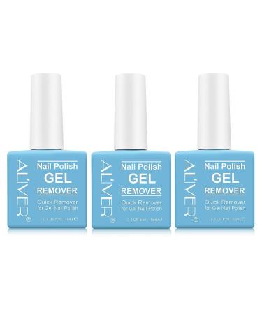 ALIVER Gel Nail Polish Remover (Sharing Package), 2-3 Minutes Quickly Remover Nail Polish, No Harm to Skin, No Irritating Odor, No Need for Foil, Soaking or Wrapping, Blue
