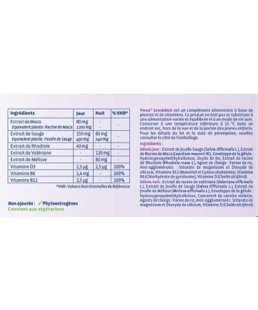 Ymea Day & Night - Menopause Food Supplement 1 - Plant active ingredients and vitamins - hot flashes control 1 and peaceful sleep2 3 - 128 capsules - 2 months - Buy Online on GoSupps.com