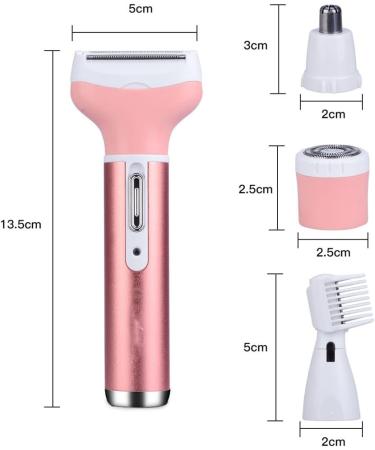 Ieron 4-in-1 Cordless Women's Razor - Rechargeable Painless Hair Removal & Bikini Trimmer for Face Legs Armpits Nose & Eyebrow - Buy Online on GoSupps.com