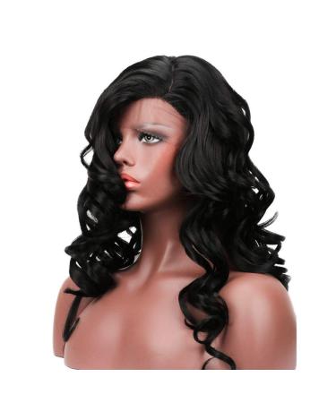 SHIYID Lace Front Wigs for Black Women - Long Curly Synthetic Black Hair Wig | International Shipping Available - Buy Online on GoSupps.com