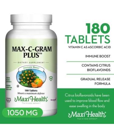 Maxi Health Max C Gram Plus -Gradual Release Buffered Vitamin C Tablets 180 Count (Pack of 1) Unflavored 180 Count (Pack of 1) - Buy Online on GoSupps.com