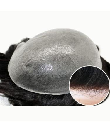 NLW Real Hair Toupee for Men - 0.06mm PU Transparent Thin Skin Hair Replacement System - 100% Natural European Human Hair - 10x8 Inches Deep Brown Wig - Buy Online on GoSupps.com