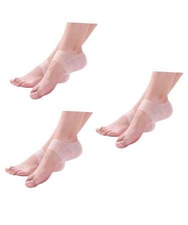 NOLITOY Gel Heel Socks 3pcs Pair Women's Heel White Foot Protector Silicone Gel Material