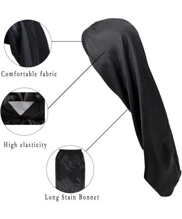 Ladaypoa Women's Satin Sleep Cap - 2-Piece Silk Hood for Curly Hair | Adjustable Double-Layer Design | Black - Buy Online on GoSupps.com