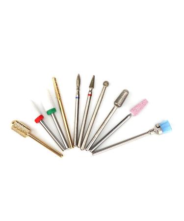 Professional Tungsten Steel Nail Drill Set for Acrylic & Gel Nails - 10-Piece Kit for Nail Care & Removal (BH08) - Buy Online on GoSupps.com