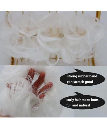 iLUU Snow White Synthetic Scrunchy Bun Up Do Hair Chignons Hairpiece Ribbon Ponytail Extension Snow White Wavy Messy Bun Hair Extensions Ponytail for Women Girl (2pcs/pack 1001-White) #1001-snow white - Buy Online on GoSupps.com
