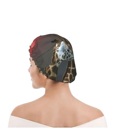 Sunset Giraffe Printed Waterproof Shower Cap | Fits All Sizes & Hair Textures | Women's Bath Cap - Buy Online on GoSupps.com