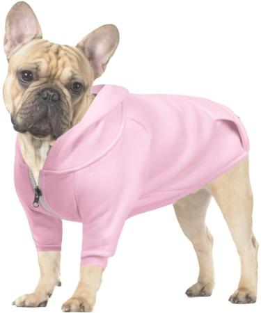 Meioro Pink Hooded Sweater for Dogs - Warm Zip Pet Hoodie for French Bulldogs & Pugs | Cute Dog & Cat Clothing (S Rosa) - Buy Online on GoSupps.com