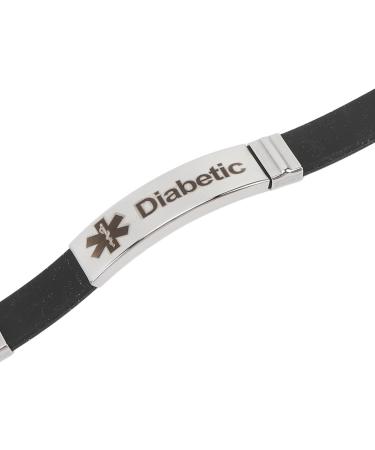 Diabetes Alert Bracelet - Stylish Emergency ID Jewelry for Diabetics | Adjustable Silicone Bracelet - Buy Online on GoSupps.com