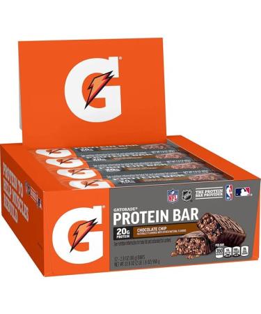 Gatorade Whey Protein Recover Bars Chocolate Chip 2.8oz (12 Pack)