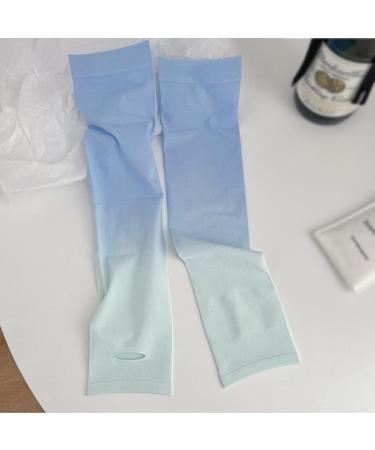 tuwiwol 1 Pair UV Protection Cooling Ice Silk Arm Sleeves Fitness Body Building Sun Sleeve Sunscreen Running Cycling Golfing White green gradient - Buy Online on GoSupps.com