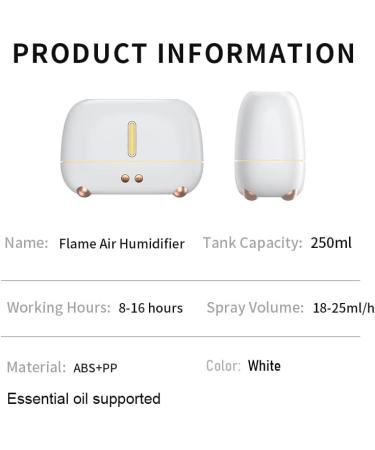 GRETREE Aroma Diffuser 250ML - Fire Flame Effect LED 3D Quiet Ultrasonic Essential Oil Humidifier - White - Buy Online on GoSupps.com
