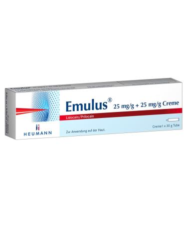 Emulus 25 mg/g + 25 mg/g cream: Narcotic cream with lidocaine and prilocaine for local anesthesia of the skin in painful treatments 30 g of cream