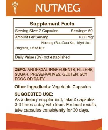 Secrets of the Tribe Nutmeg 1000mg Capsules - Myristica Fragrans Dried Nut, 120 Capsules - Buy Online on GoSupps.com