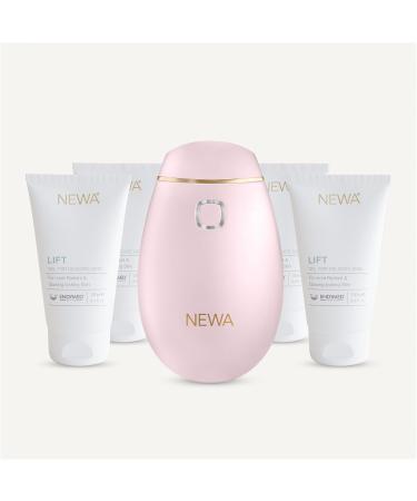 NEWA RF Wrinkle Reduction Device (Plug In) - FDA Cleared skincare tool for facial tightening. Boosts collagen  reduces wrinkles. With 6 months gel supply. Pink Advanced Kit