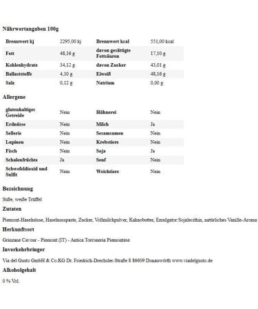  Generisch Tartufo Bianco Dolce Set of 9 hazelnut pralines Tartufi d'Antica Torroneria Piedmontese with Piedmontese hazelnuts 126 g - Buy Online on GoSupps.com