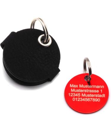 Custom Engraved Dog Tags - Push Button | Synthetic Leather | Blue Black Red Yellow | 30mm | Perfect for Control Branding - Buy Online on GoSupps.com
