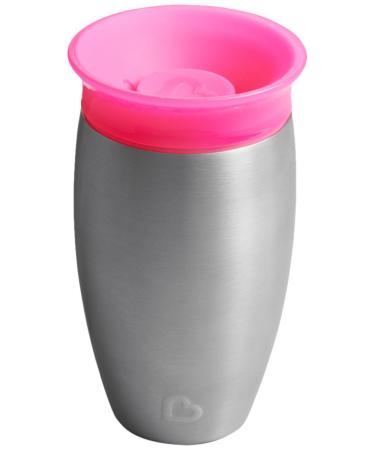 Munchkin Miracle 360 Cups Stainless Steel Toddler Cup BPA Free Baby & Toddler Sippy Cup Non Spill Cup Dishwasher Safe Baby Cup Leakproof Childrens Cups 12+ Months - 10oz/296ml Pink