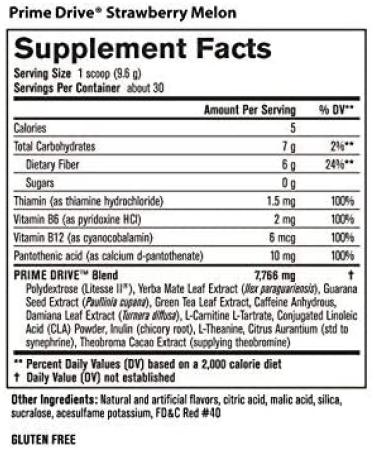 Prime Drive Strawberry Melon Pre Workout Energy Drink Powder - Extreme Energy & Focus - Boosts Metabolism - 10.2oz (30 Servings) - Buy Online on GoSupps.com