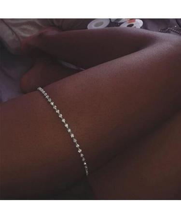 Boho Crystal Thigh Chain - Silver Body Jewelry Accessories for Women & Girls | Elegant Leg Chains - Buy Online on GoSupps.com