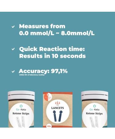 Buy Go-Keto Ketone Bundle: 100 Test Strips & 100 Lancets for Accurate Ketone Monitoring - Buy Online on GoSupps.com