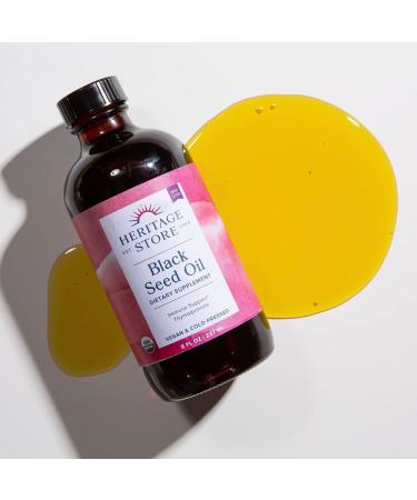 Heritage Store Organic Black Seed Oil 8 Fl Oz | Cold Pressed, Vegan, Hair & Skin Support, 60 Day Guarantee - Buy Online on GoSupps.com