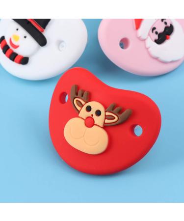 Nuobesty 3-Piece Silicone Baby Pacifier Set | Santa Claus & Reindeer Christmas Theme | Ideal for Newborns & Toddlers - Buy Online on GoSupps.com