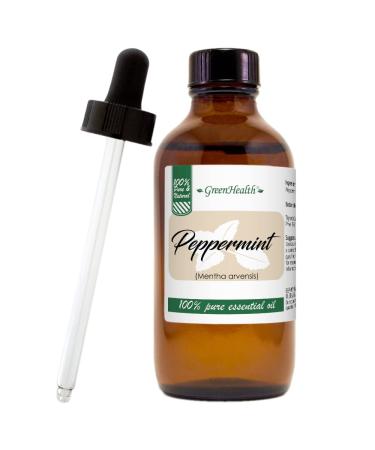 GreenHealth Peppermint Essential Oil - 4 fl oz (118 ml) Glass Bottle with Glass Dropper - 100% Pure Essential Oil