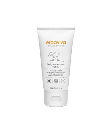 Erbaviva Organic Baby Sunscreen 2.5 Ounce - Coral Reef Safe, Natural, UVA & UVB Protection, Water Resistant, Infused with Essential Oils