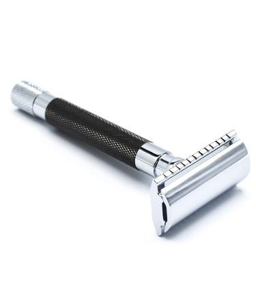 Parker Safety Razor 56r Heavyweight Double Ek-Friendly Safety Razor with 5 Parker Premium Platinum Stainless Steel Razor blades-razor with closed comb (graphite)