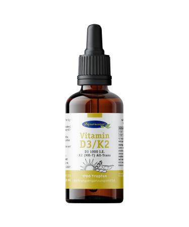 Ayursana - Vitamin D3-K2 drops - D3 1000 IU + K2 20 mcg MK-7 All-Trans vegan (50 ml)