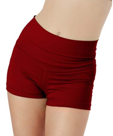 Liakada Dancewear Girls' High Waist Booty Shorts for Dance, Cheer, Yoga, Sports Merlot Large