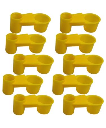 Lucky Farm 10 Pcs Birds Waterer Cups Soda Pop Water Bottle Drinker Spring Quail Dove Chicken Pigeon Drinking Bowl (Yellow)