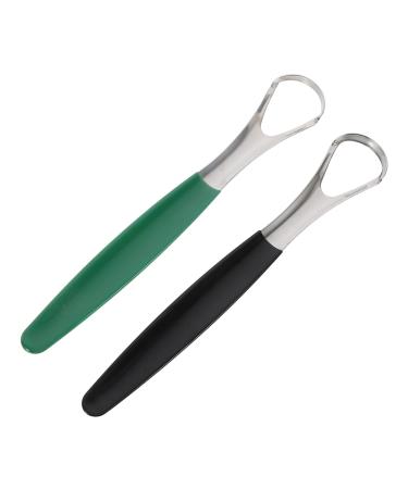2 Sets Stainless Steel Scraper Oral Practical Scraping Tool Scraping Plate Oral Cleaning Tool Mouth Cleaning Tool Mouth Black Blue