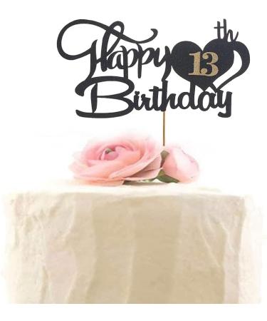 13 Cake Topper for 13th Birthday 13 Birthday Decoration Happy Birthday Toppers for Cakes Personalised Cake Toppers Birthday Black and Gold Cake Topper Birthday Cake Decorations for Birthday Party - Buy Online on GoSupps.com