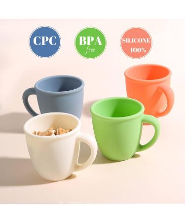 Vemolea 2 Pack Silicone Training Cups for Baby and Kid - BPA Free, Microwave & Dishwasher Safe - White & Grayish Blue - Blue & White Handles Included - Buy Online on GoSupps.com
