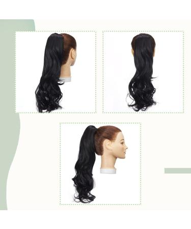 Buy Sego 45cm Wavy Ponytail Hair Extension - Voluminous Claw Clip-in Synthetic Hair Natural Black 140g - Buy Online on GoSupps.com