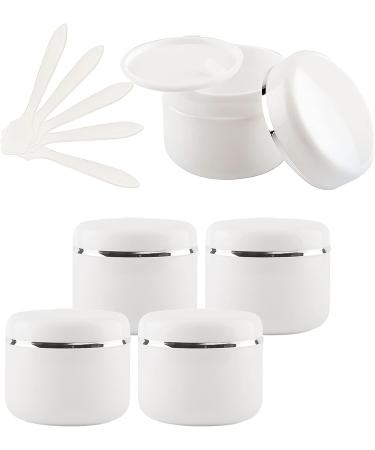 empty jars with lids cosmetic jar B0CL9KHDNF5 PC 150ml White Empty Plastic Cosmetic Jars with Screw Lid with Silver Ribbon 150g Small Storage Pot Containers for Homemade Salve  5X Spatula (Color : B