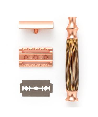 Wowe Lifestyle Double Edged Safety Razor - Eco-Friendly Grooming Bamboo Handle 5 Blades - Better Shave for Men & Women (Rose Gold - Buy Online on GoSupps.com