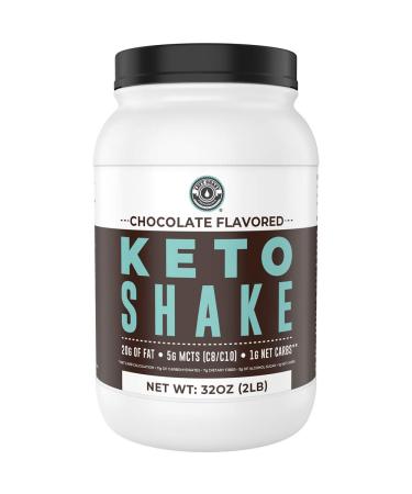 Keto Meal Replacement Shakes, Chocolate, 2lbs, Low Carb Keto Protein Shake Mix, MCT Powder, Grass Fed Hydrolyzed Collagen Peptides, Keto Breakfast Shake, 20g Fat, 14g Protein, 1 Net Carb, Zero Sugar